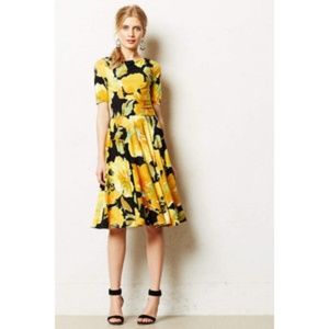 Anthropologie Made in Kind Yellow Floral Dress